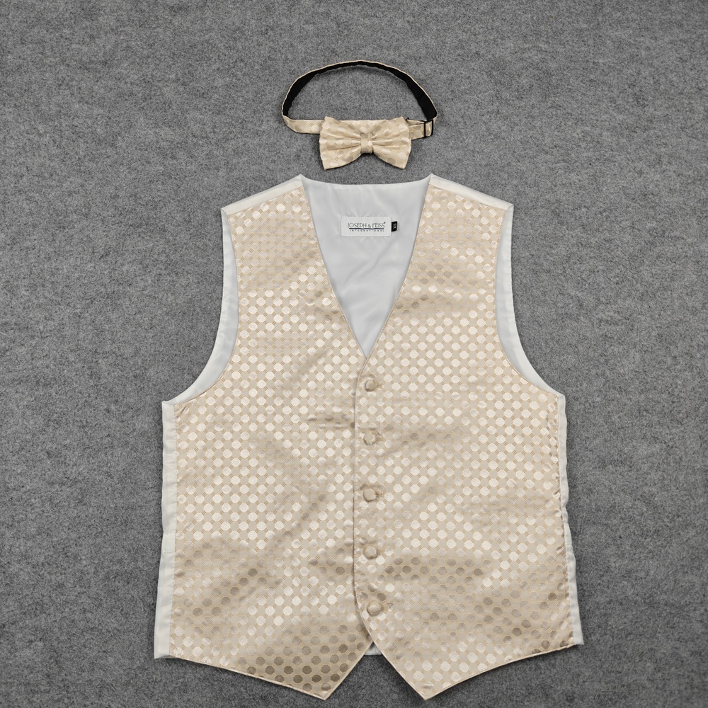 Joseph & Feiss Vest Mens XS Gold Geometric Bow Tie Tuxedo Wedding Formal